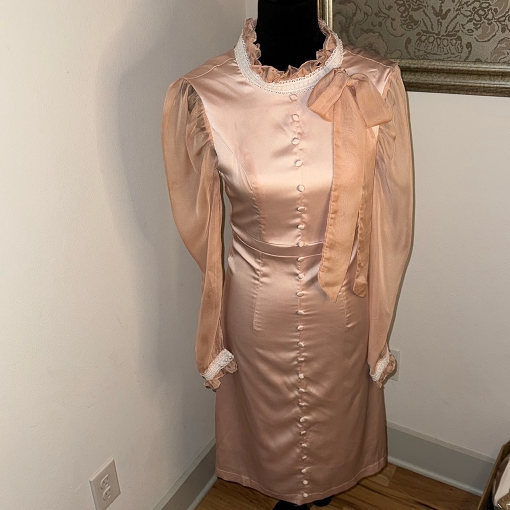 Elaine Love Yourself vintage‎ inspired blush midi dress Sz S